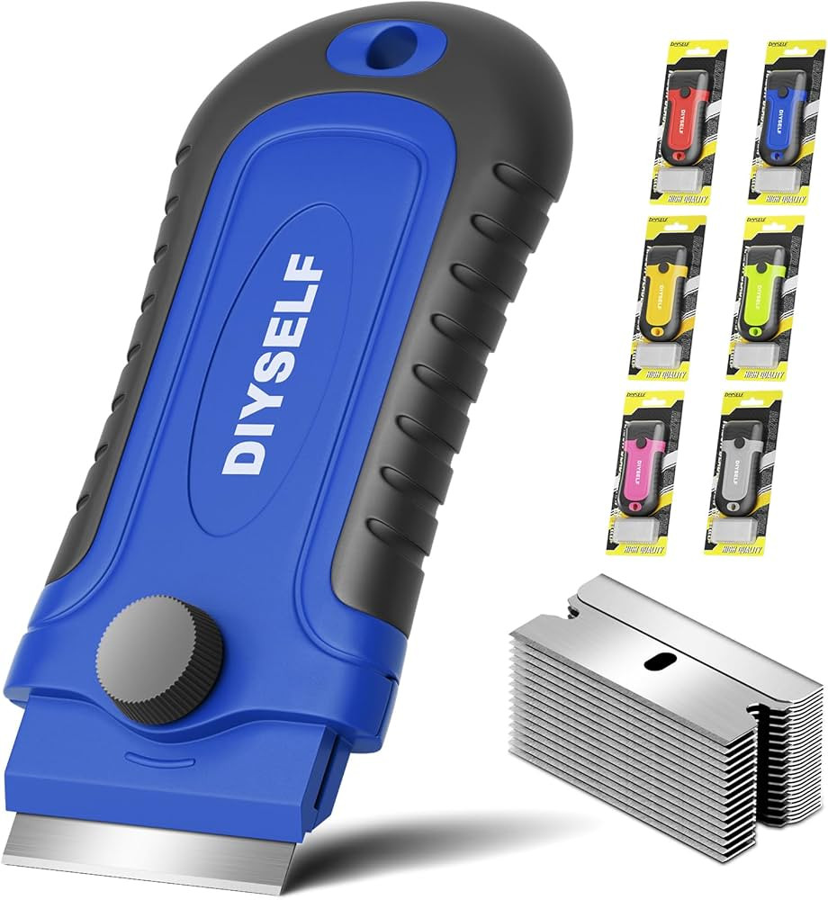 DIYSELF 1 Pack Razor Blade Scraper, Glass Scraper with Extra 15 Blades, Professional Razor Scrape... | Amazon (US)