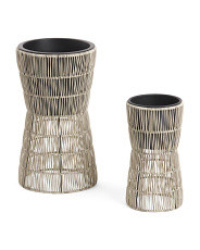 Set Of 2 Outdoor Open Weave Pedestal Planters | Marshalls