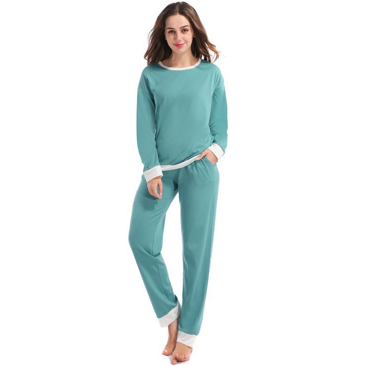 cheibear Womens Lounge Sets Long Sleeves Round Neck Soft with Pants Sleepwear Pajamas | Target