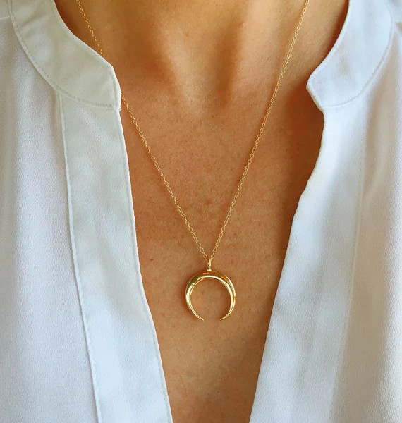 Crescent moon necklace, gold filled necklace, crescent moon necklace, necklaces for women, dainty... | Etsy (US)