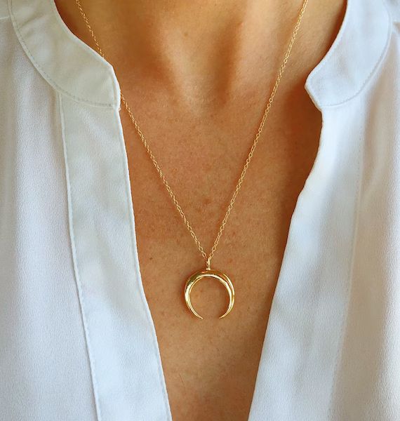 Crescent moon necklace, gold filled necklace, crescent moon necklace, necklaces for women, dainty... | Etsy (US)
