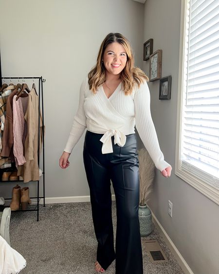 Fall outfit
Cropped sweater large 
Wide leg leather pants from target size 12

#LTKSeasonal #LTKstyletip #LTKcurves