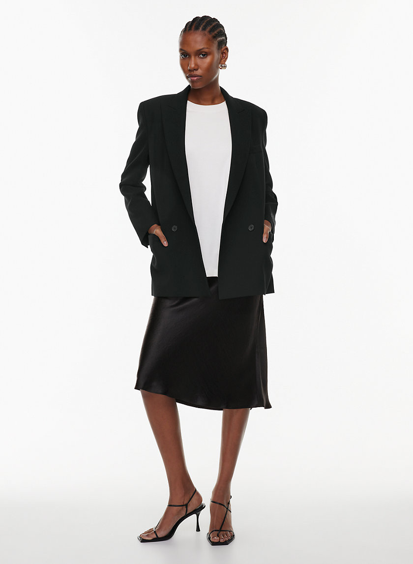 Aritzia Babaton Women's Slip Satin Midi Skirt in Black | 00 | Aritzia