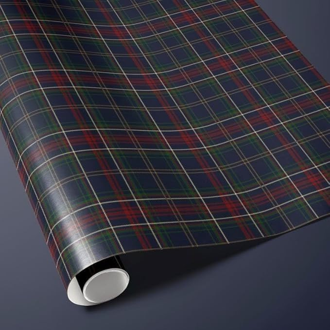 Navy Tartan Plaid Wrapping Paper, Retro Checkered Gift Wrap Roll and Sheets, Bulk Rustic Packagin... | Amazon (US)