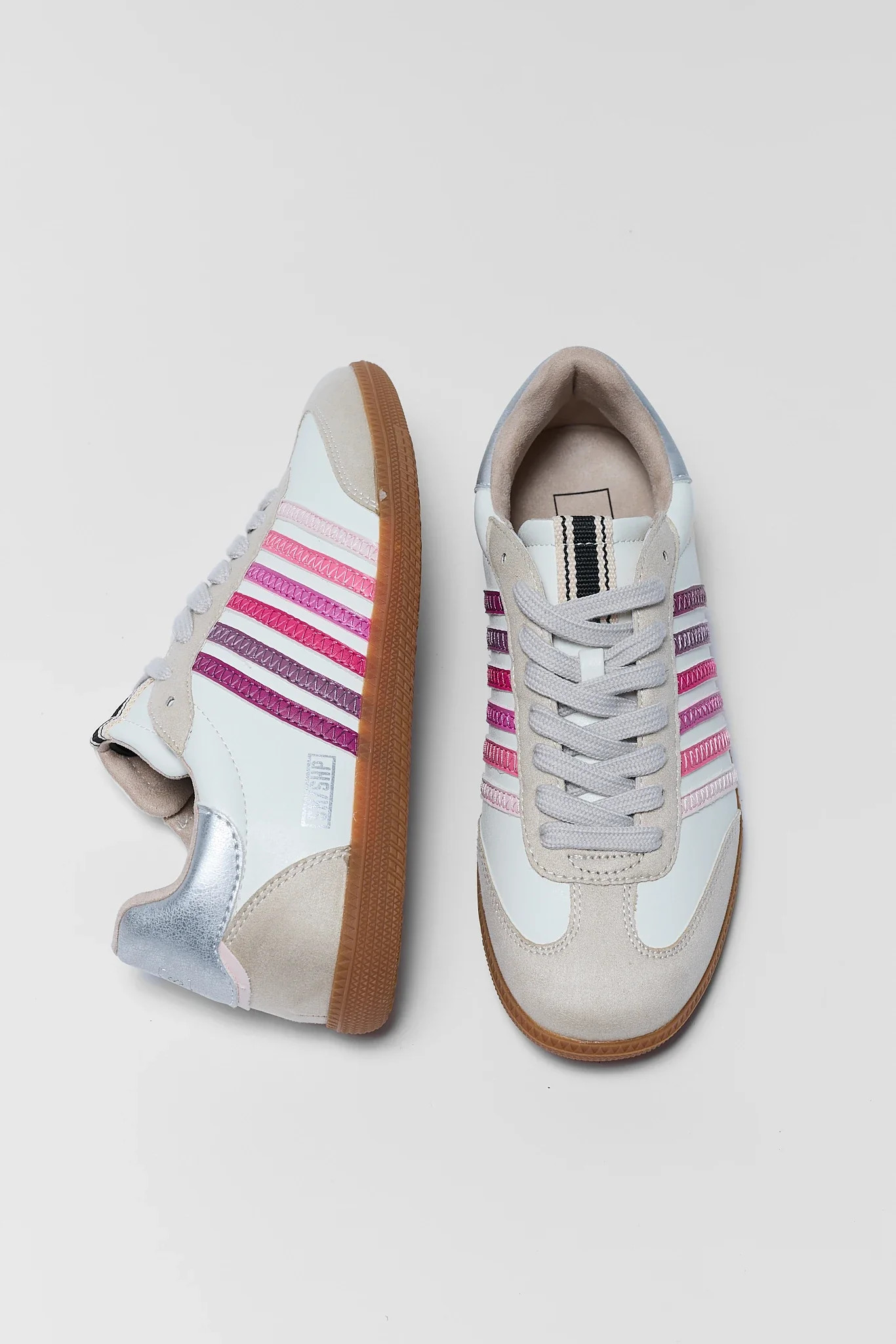 Stevie Pink Striped Sneakers | Avara