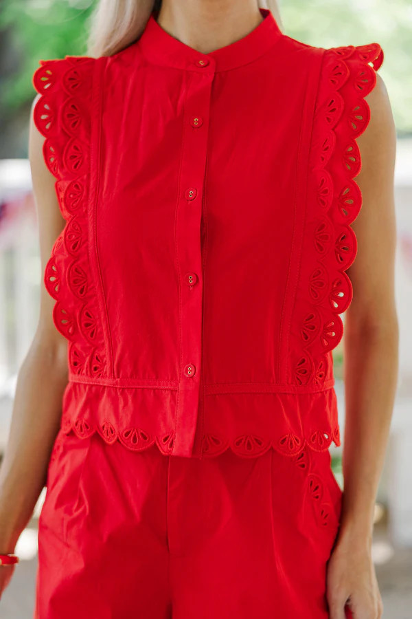Meant For These Days Red Eyelet Trim Set | The Mint Julep Boutique