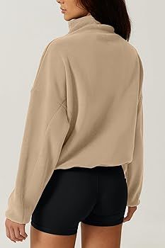 QINSEN Women Half Zip Fleece Sweatshirt Mock Neck Long Sleeve Winter Cozy Sherpa Pullover Sweater... | Amazon (US)