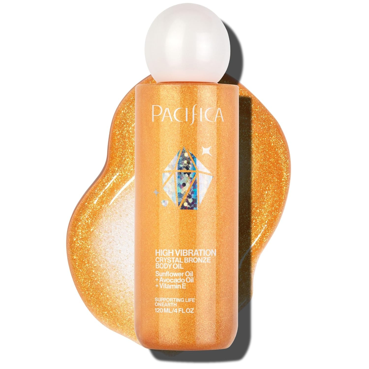 Pacifica Beauty Crystal Bronze Shimmering Body Oil, Bath and Body, Skincare, Hydrating, Body Shimmer, Bronzing Drops, Vanilla, Coconut, Body Glow, Body Care, Skin Care, Vegan, 4 fl oz (1 Count) | Amazon (US)