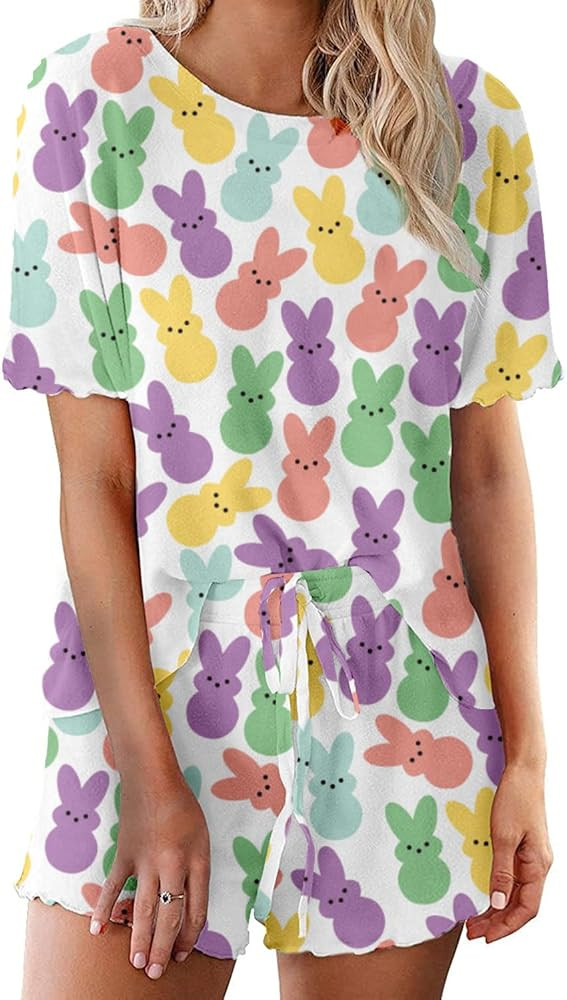 Roshop 4th of July Women's Ruffle Short Sleeve Tops and Shorts American Flag Star Stripes Patriot... | Amazon (US)