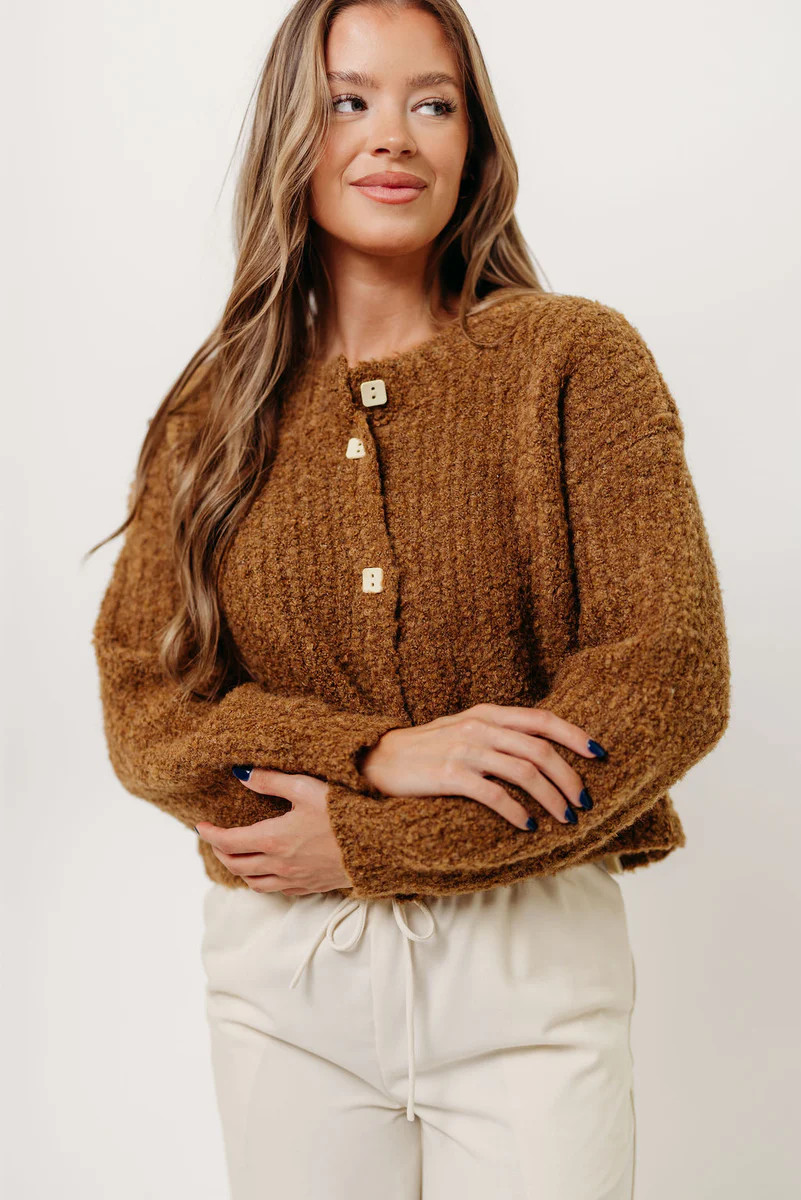 Samara Plush Cardigan Top in Dark Mustard | Worth Collective