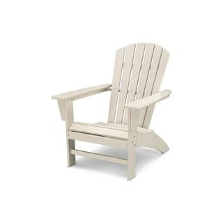 Grant Park Traditional Curveback Sand Plastic Outdoor Patio Adirondack Chair (Set of 1) | The Home Depot
