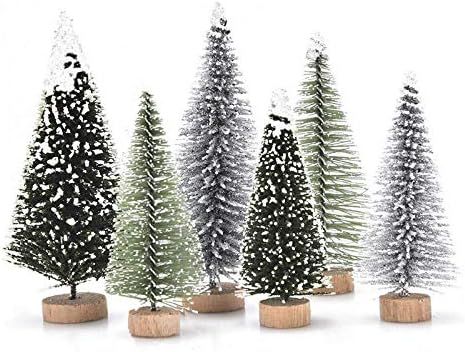 Haodeba 18Pcs Miniature Pine Trees Sisal Trees with Wood Base Christmas Tree Set Tabletop Trees f... | Amazon (US)