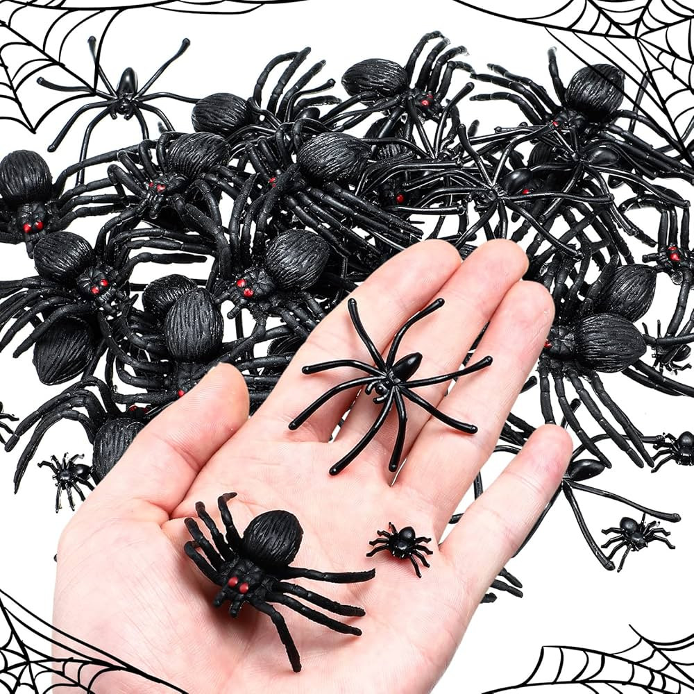 60 Pieces Realistic Plastic Spiders Plastic Halloween Spiders Halloween Pranks Scary Spiders for ... | Amazon (US)