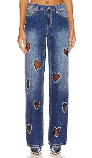 Karrie Embel Heart Cutout Jean in True Blues Dark | Revolve Clothing (Global)
