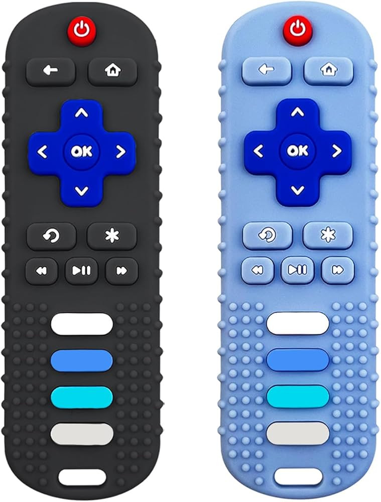 ERSIHUA 2-Pack Silicone Baby Teething Toys, TV Remote Teethers for 6-12-18 Months Infant, Fire Re... | Amazon (US)