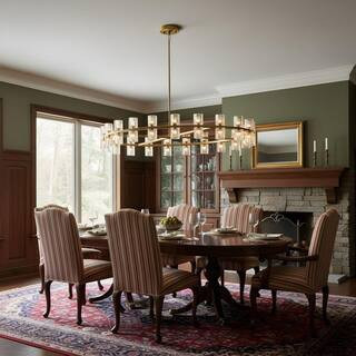 48 in. 48-Light Gold LED Luxury Double-Ring Round Chandelier Suitable for Dining Rooms and Living Rooms | The Home Depot