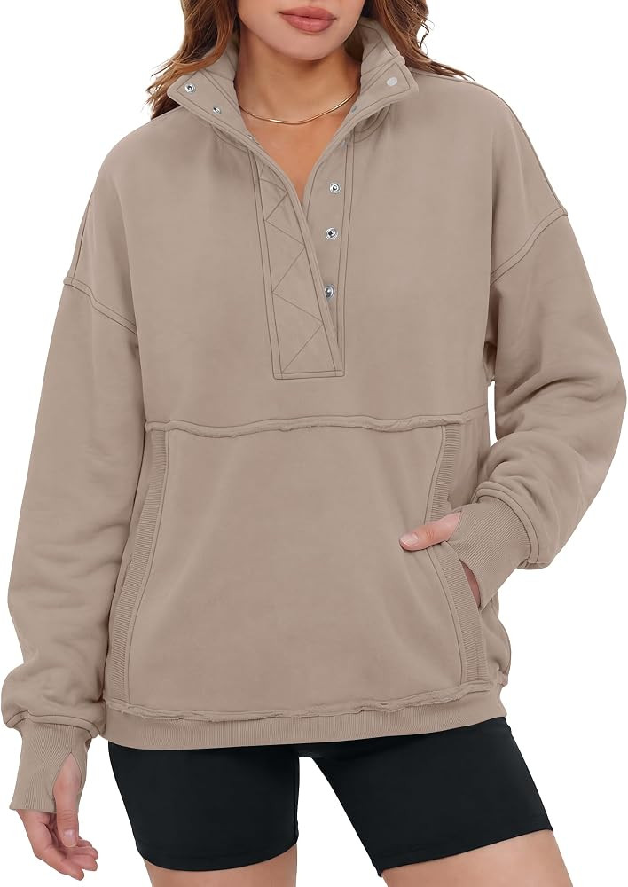 Gacaky Womens Oversized Sweatshirts Mock Neck Henley Pullover Fall Outfits | Amazon (US)