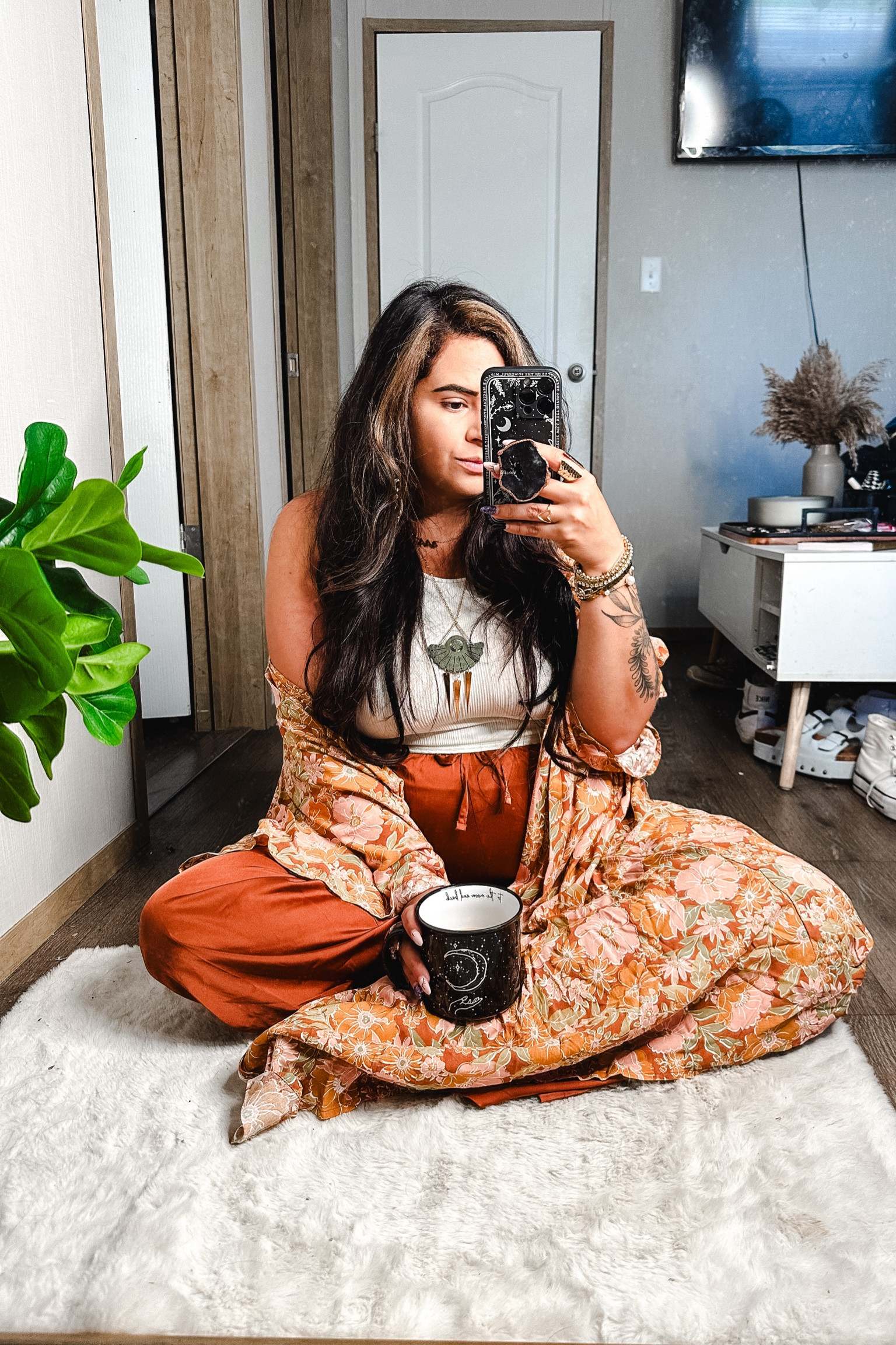 Boho fall outfit inspo - necklace and earrings from Radiate Positivity 

Boho style, target, kimono 

#LTKplussize #LTKSeasonal #LTKstyletip