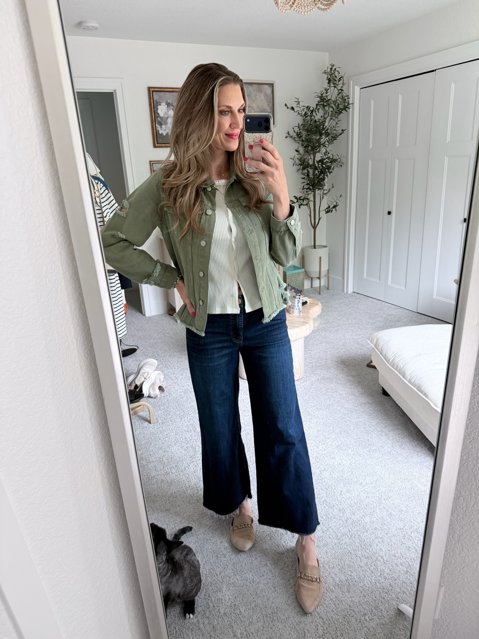 Spring outfit idea featuring some of my favorite easy everyday pieces 🌿 loving this sage green distressed jacket paired with dark wash wide leg jeans, a lightweight knit tank, and neutral loafers. This look is comfortable, flattering, and perfect for casual days, errands, brunch, or everyday mom style.

Linked all the details on my LTK 🤍

#LTKStyle #LTKFinds #SpringOutfit #WideLegJeans #CasualStyle #EverydayOutfit #MomStyle #NeutralStyle #SpringFashion #DenimStyle #LoaferStyle #AffordableFashion #WalmartFashion #LayeredLook #OOTD

#LTKootd #LTKmomlife #LTKgrwm