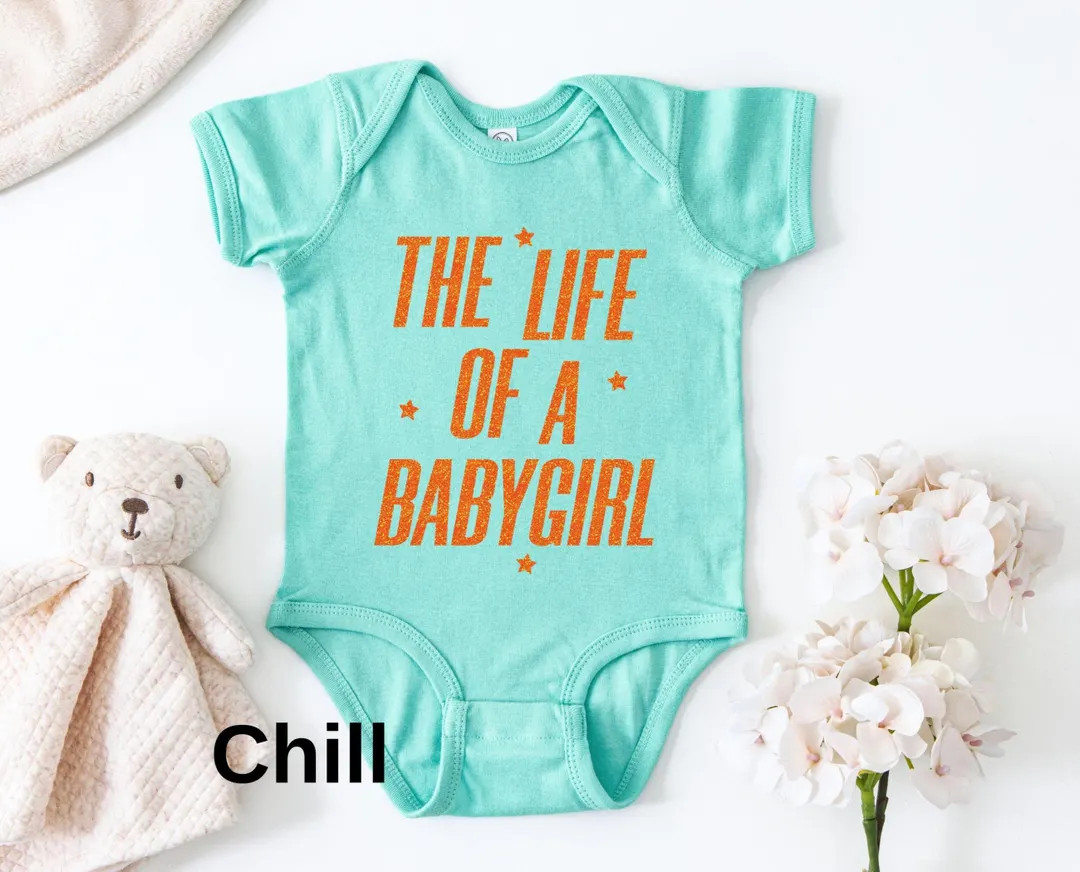 The Life of a Babygirl Onesie®, Orange Glitter Baby Girl Outfit, Showgirl Baby Clothes, Baby Sho... | Etsy (Global)