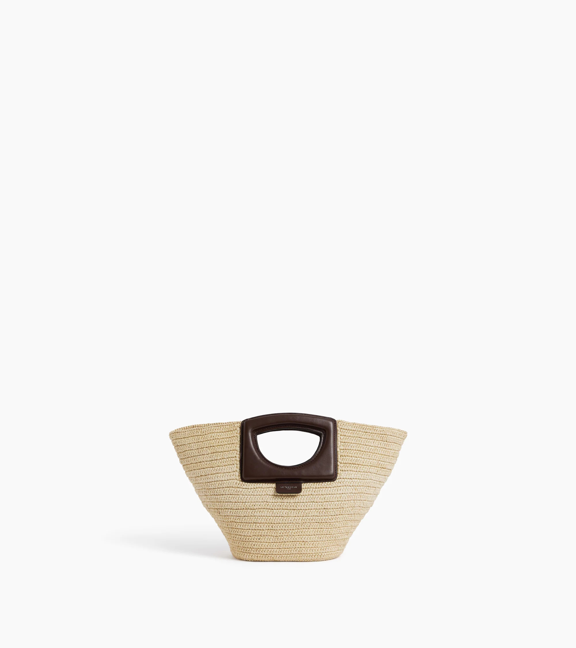 Small handbag in natural raffia and smooth vegetable leather | Le Tanneur
