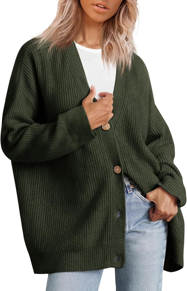 LILLUSORY Women's Cardigan 2023 Open Front Oversized Button Lightweight Sweaters V Neck Loose Car... | Amazon (US)