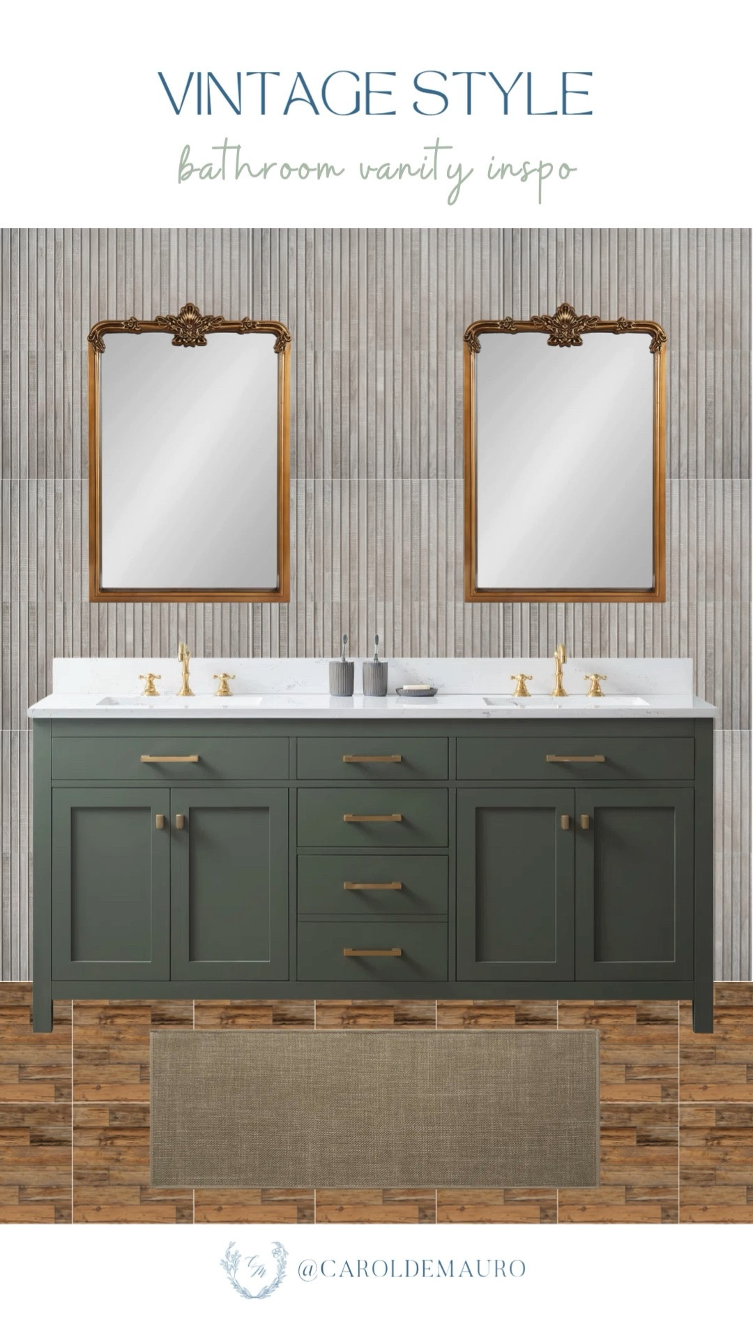 Green cabinets + gold mirrors sounds like it shouldn't work, but then you see it and you just get it. This bathroom gives all the vintage charm without feeling outdated!

vanity inspo, bathroom design, vintage style, green vanity, interior inspo, bathroom remodel, home decor

#LTKHome