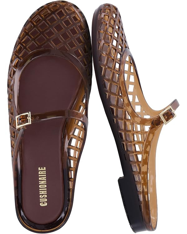 CUSHIONAIRE Java Casual Womens Jelly Flats with Adjustable Strap, Closed Toe Mary Janes Mule Desi... | Amazon (US)