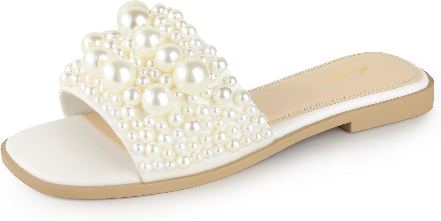 Ankis Sandalias negras y blancas para mujer, sandalias planas cómodas para mujer, sandalias plan... | Amazon (US)