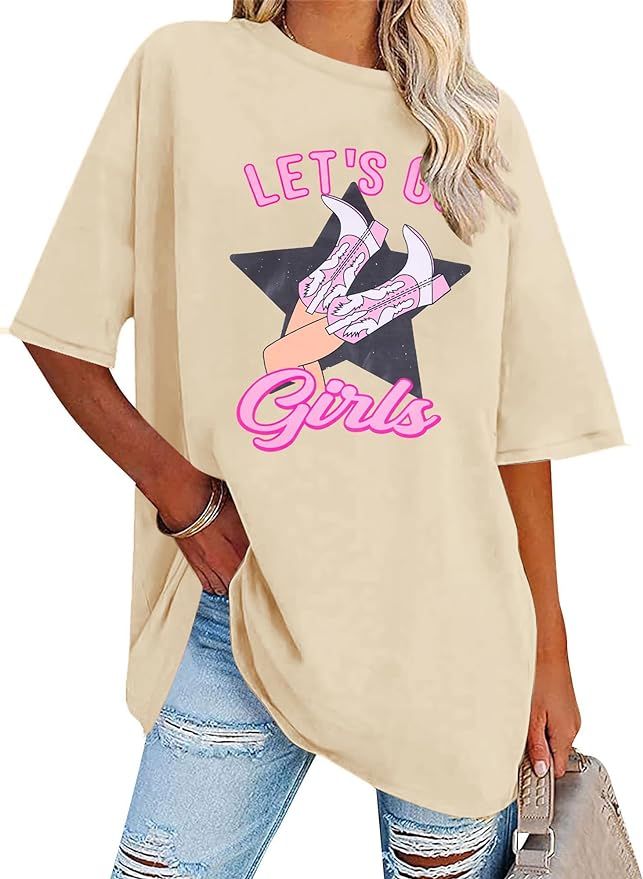 Let's Go Girls T Shirt Western Cowgirls Graphic Shirts Retro Country Music Tee Bridal Wedding Vac... | Amazon (US)