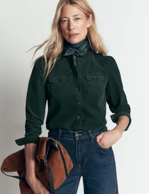 Boden Women's Thea Cord Shirt in Green | Size 8 | Boden (US)