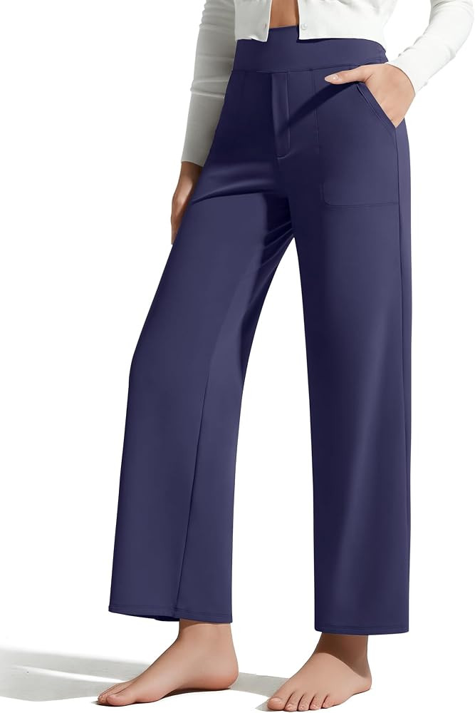 G4Free BareFeel 7/8 Length Wide Leg Yoga Pants for Women with Pockets High Stretch Waist Copped P... | Amazon (US)