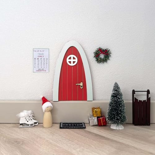 Christmas Elf Door Kit - Wooden Elf Door for Wall with Elf Accessories, Miniature Christmas Tree,... | Amazon (US)