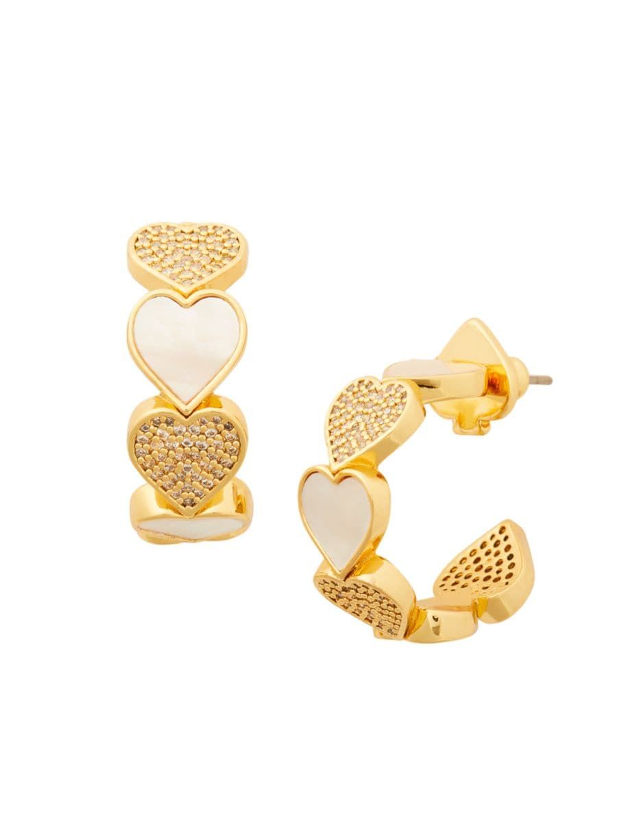 Take Heart Goldtone Mother-Of-Pearl & Cubic Zirconia Hoop Earrings | Saks Fifth Avenue