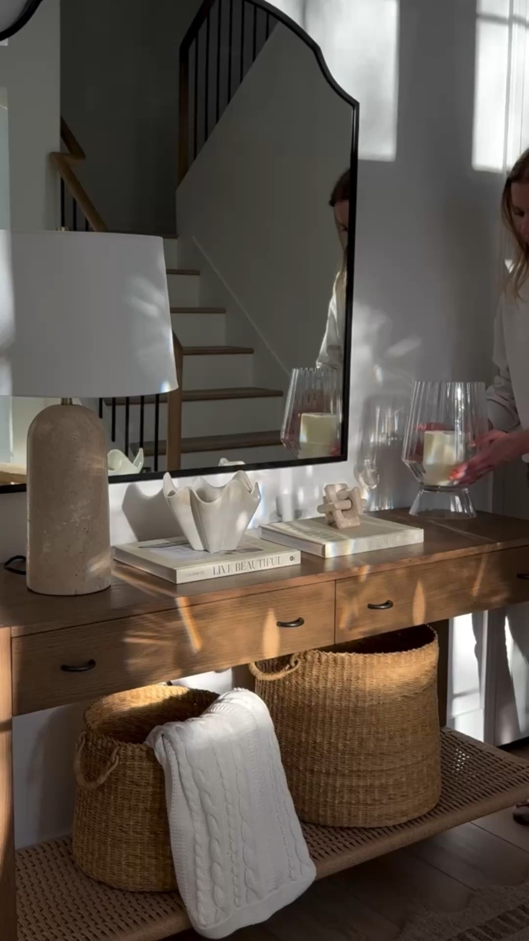 When your favorite glass hurricane vase is on sale 🤌

If you are looking for a statement piece to elevate your console or coffee table, this one is for you. 

.
Entryway decor, console table styling, travertine lamp, organic modern decor, spring decor, hurricane candle. West Elm, Wayfair finds  

#homedecor #consoletabledecor

#LTKHome #LTKSeasonal #LTKSaleAlert