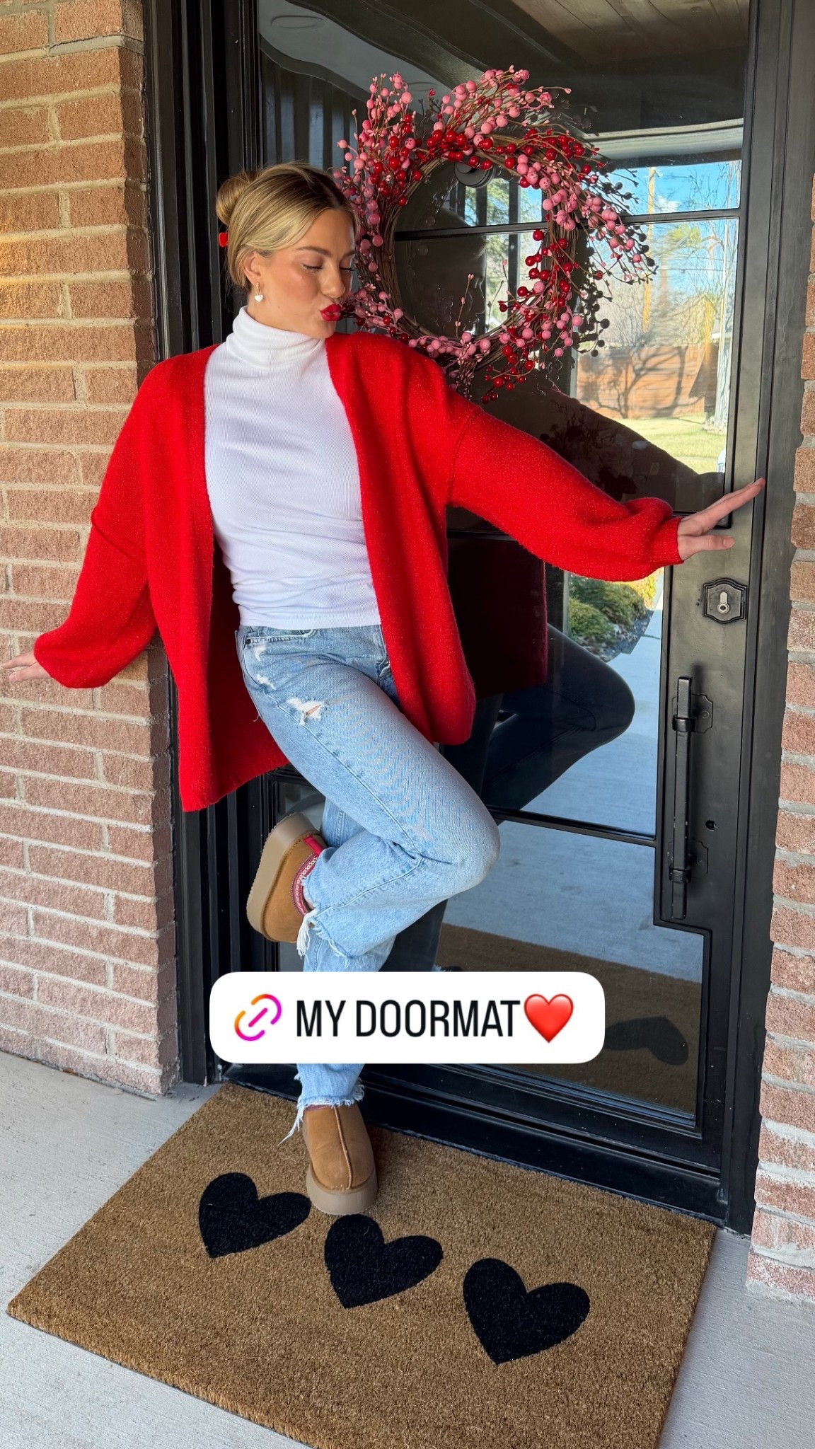 Valentine’s Doormat 
Valentine’s Day Wreath
Red Cardigan 

#LTKSeasonal #LTKootd