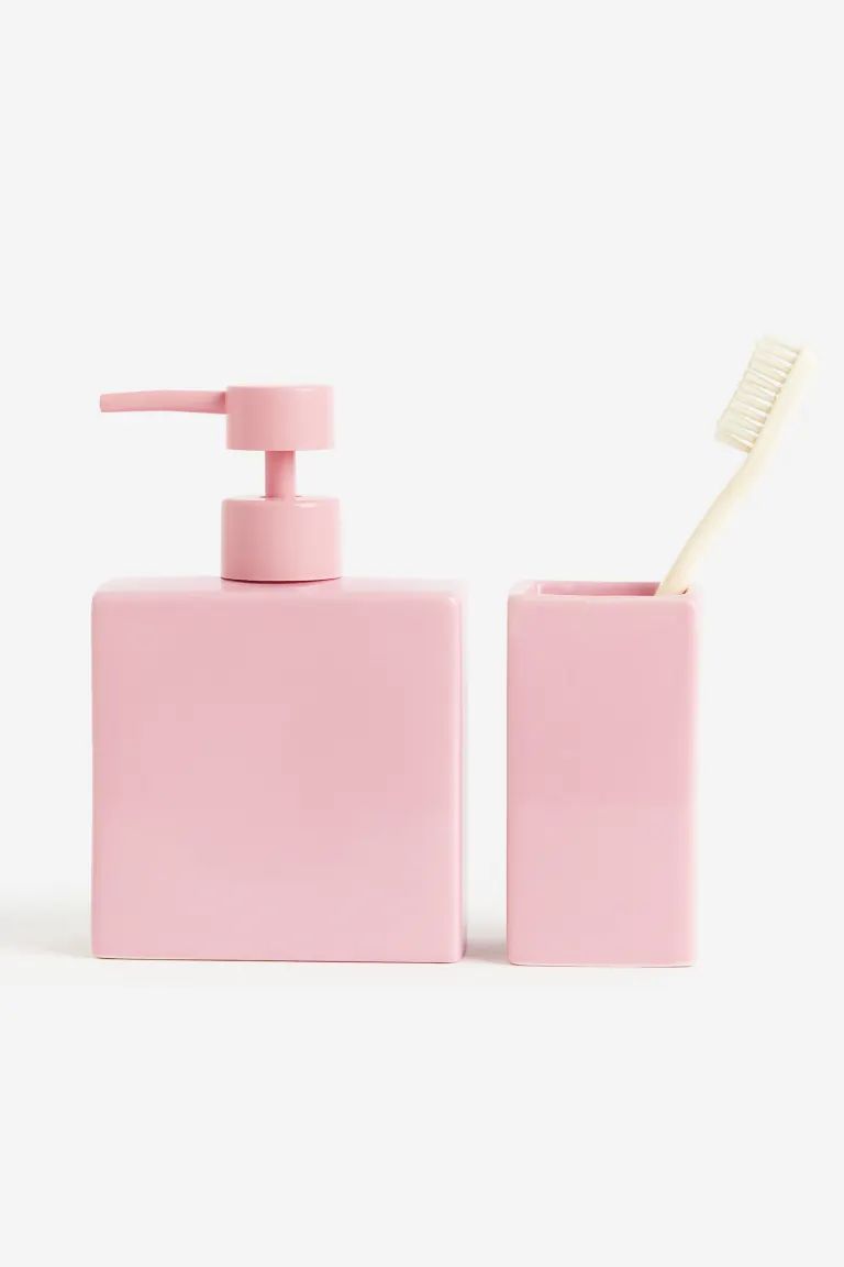 Stoneware Soap Dispenser - Light pink - Home All | H&M US | H&M (US + CA)
