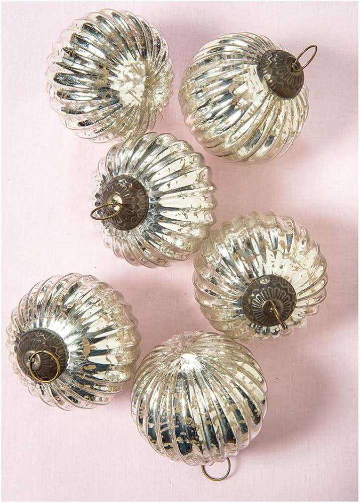 Luna Bazaar Large Mercury Glass Ball Ornaments (3-Inch, Silver, Mona Design, Set of 6) - Great Gi... | Amazon (US)