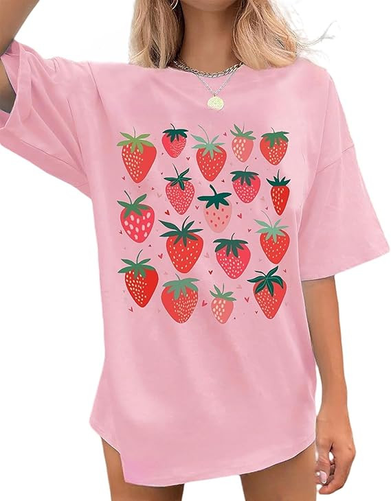 Oversized Shirt for Women 2025 Summer Graphic Tees Loose Fit Beach Vacation Clothes Casual Short ... | Amazon (US)