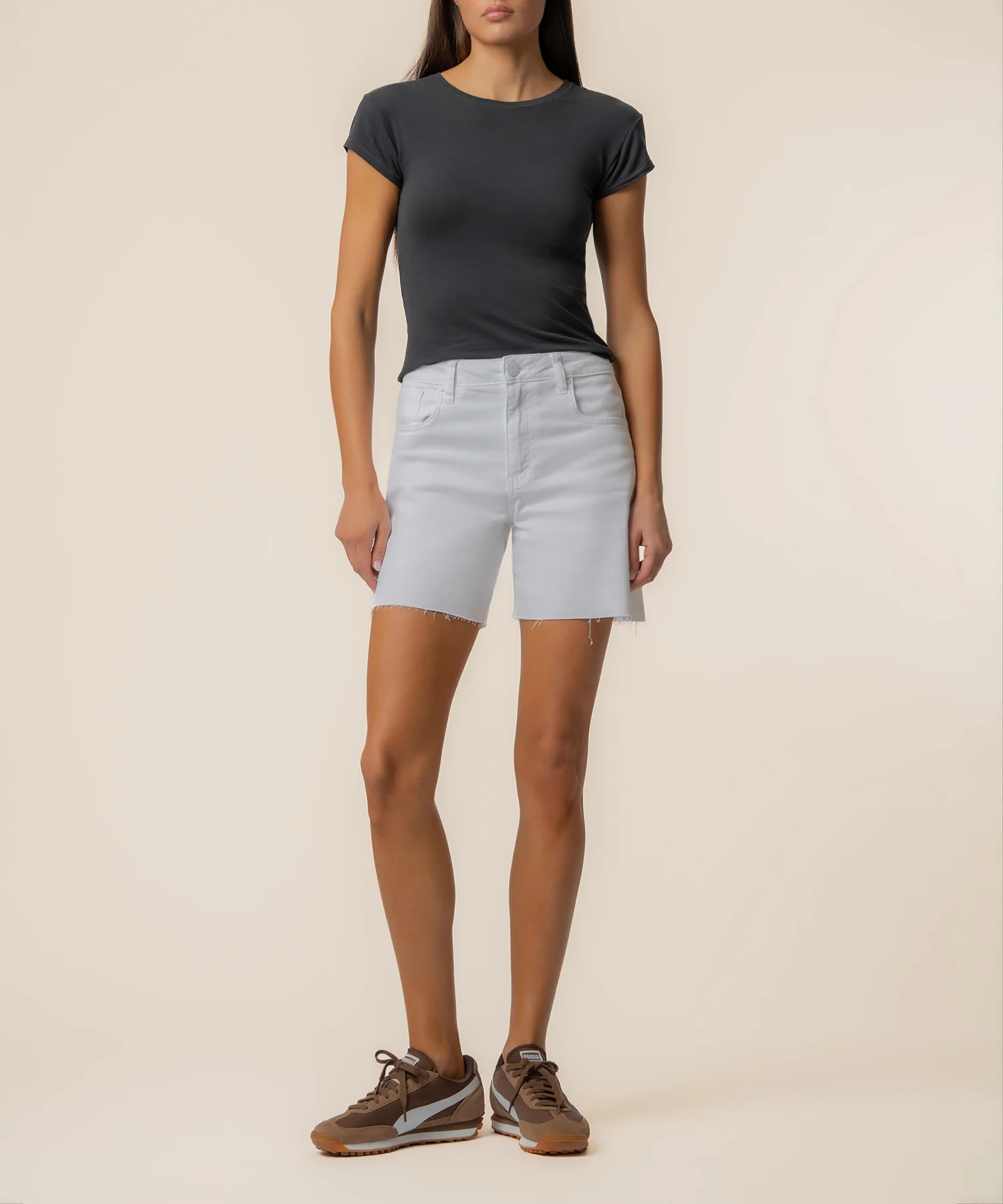 Hailey High Rise Short in Optic White - Kut from the Kloth | Kut From Kloth