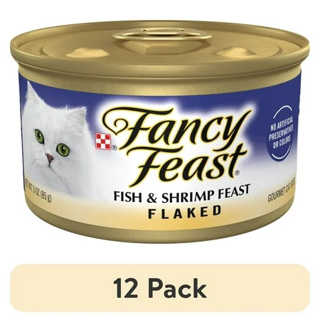 (12 pack) Purina Fancy Feast Flaked Kitten Food, Wet Cat Food, Fish & Shrimp Feast, 3 oz Can | Walmart (US)