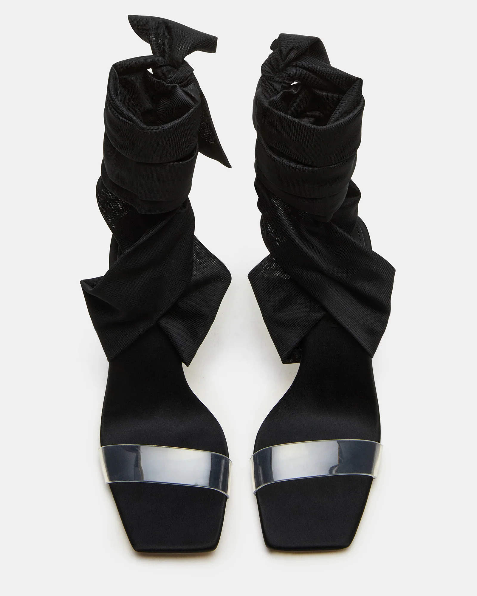 YURI Black Square-Toe Lace-Up Stiletto Heel | Women's Heels | Steve Madden (US)