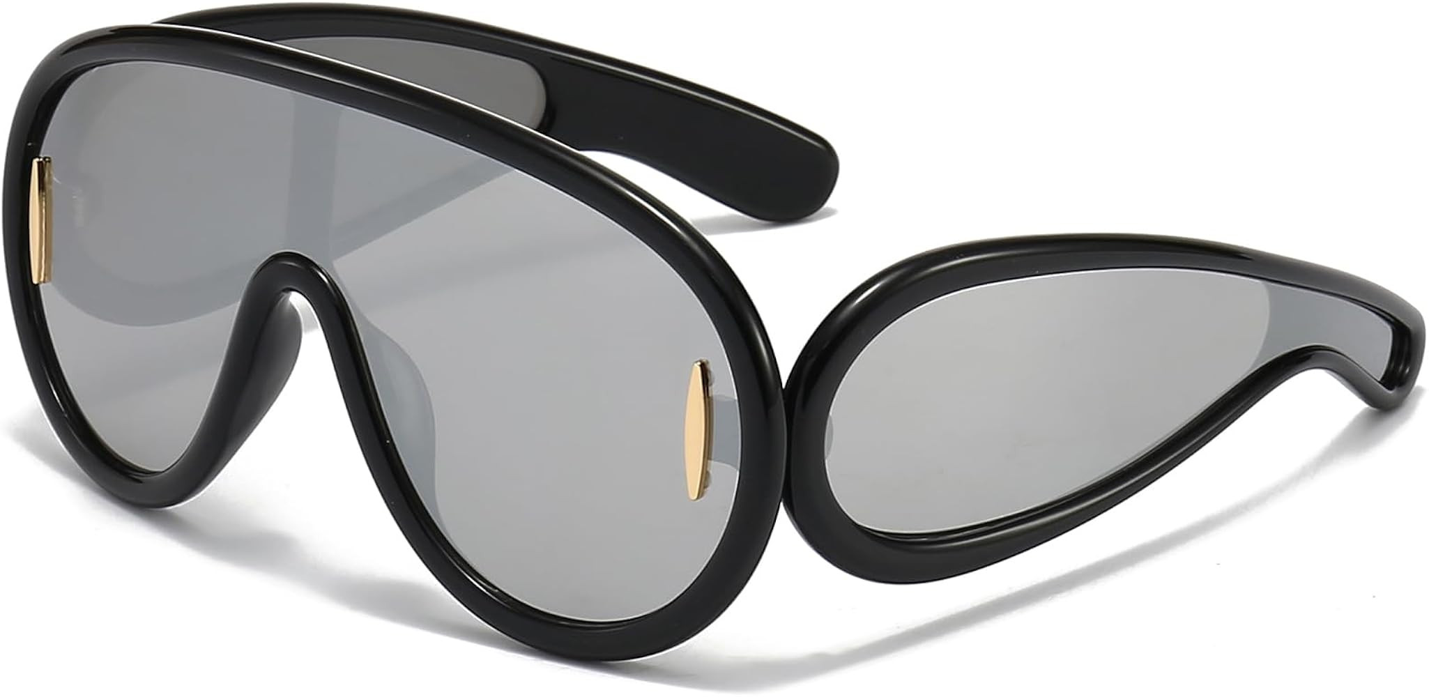 Breaksun Fashion Wave Mask Sunglasses for Women Men Oversized Silver Mirrored Futuristic Shield S... | Amazon (US)