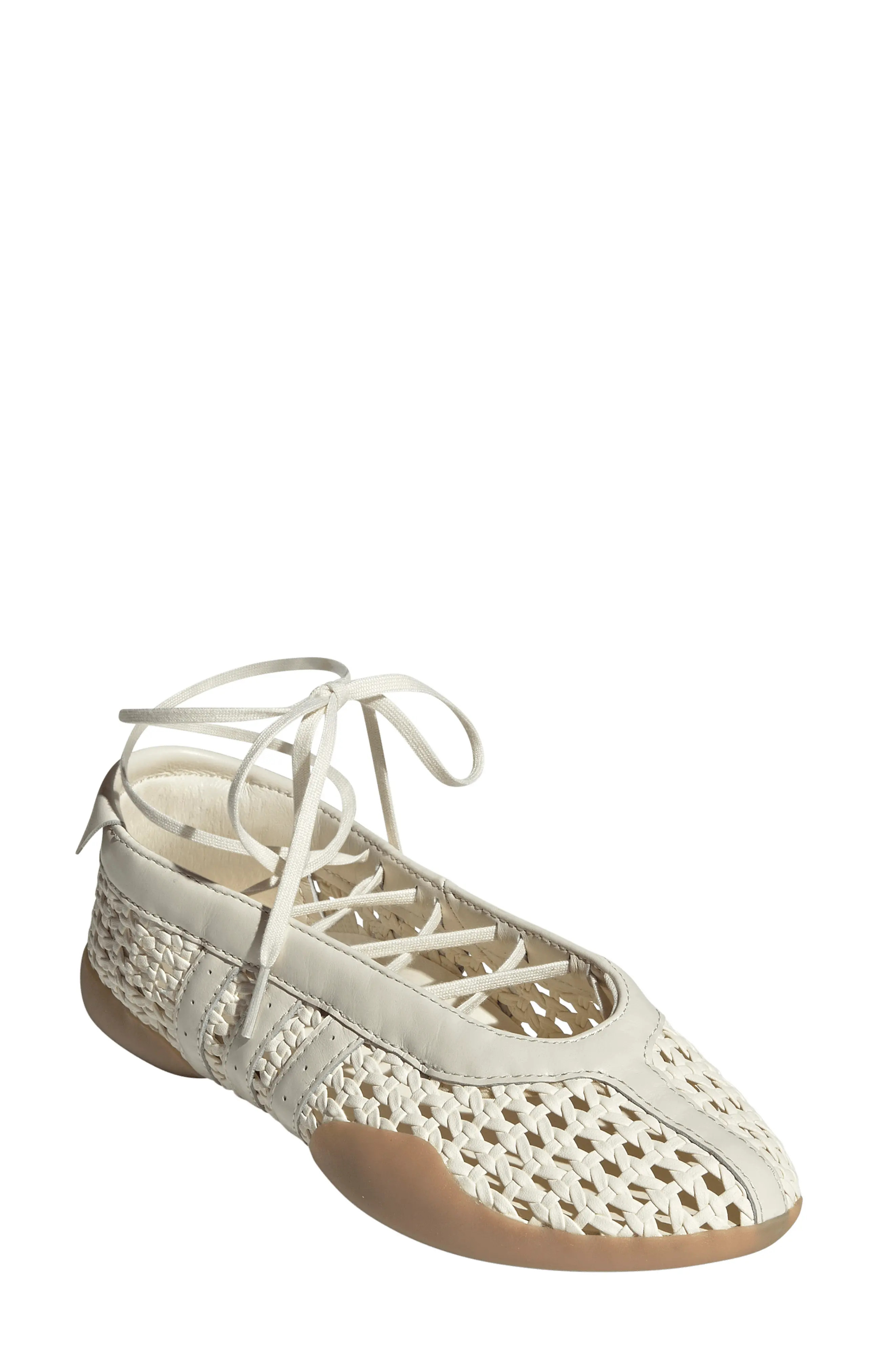 adidas Taekwondo Mei Ballet Flat in White/Core Black/Gum at Nordstrom, Size 9 | Nordstrom