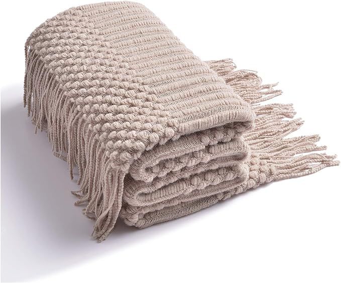 LIFEIN Soft Knit Bed Blanket for Couch - Cozy Woven Fall Lightweight Blanket, Farmhouse Textured ... | Amazon (US)
