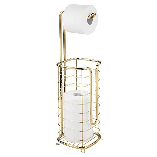 mDesign Free Standing Toilet Paper Holder Stand and Dispenser, with Storage for 3 Spare Rolls of Toi | Amazon (US)