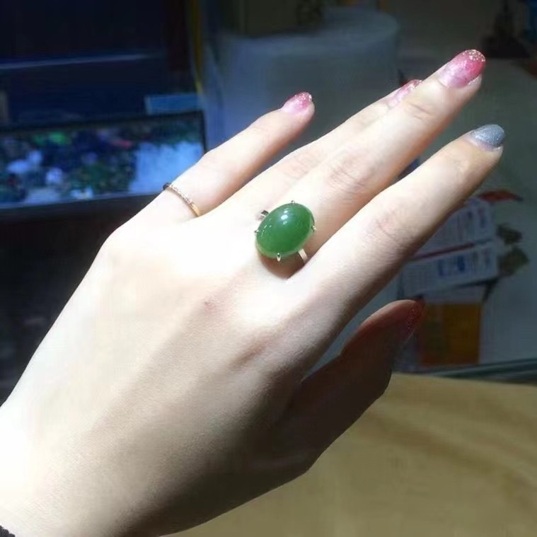 Silver inlaid Hetian jade ring nephrite jasper rings have certificate and box | eBay | eBay US