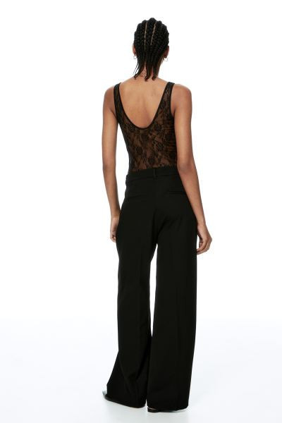 Wide trousers - Black - Ladies | H&M GB | H&M (UK, MY, IN, SG, PH, TW, HK)