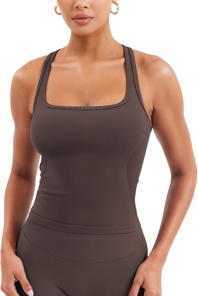 YEOREO Esteile Workout Tank Tops for Women Square Neck Sleeveless Camisole Tops Seamless Racerbac... | Amazon (US)