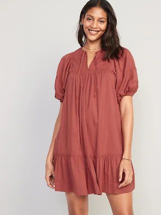 Puff-Sleeve Quilted Mini Swing Dress for Women | Old Navy (US)